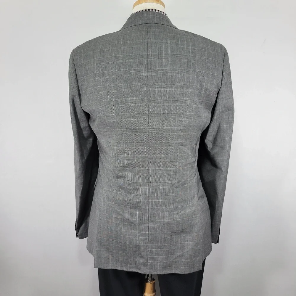Hugo‎ Boss Men's Sport Coat Blazer Two Button Gray Glen Plaid Wool Size 42L